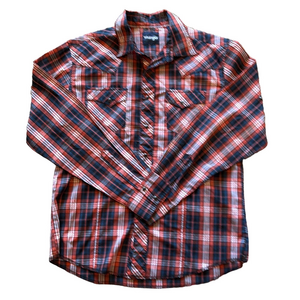 Wrangler Mens Large Burnt Orange Plaid Western Shirt
